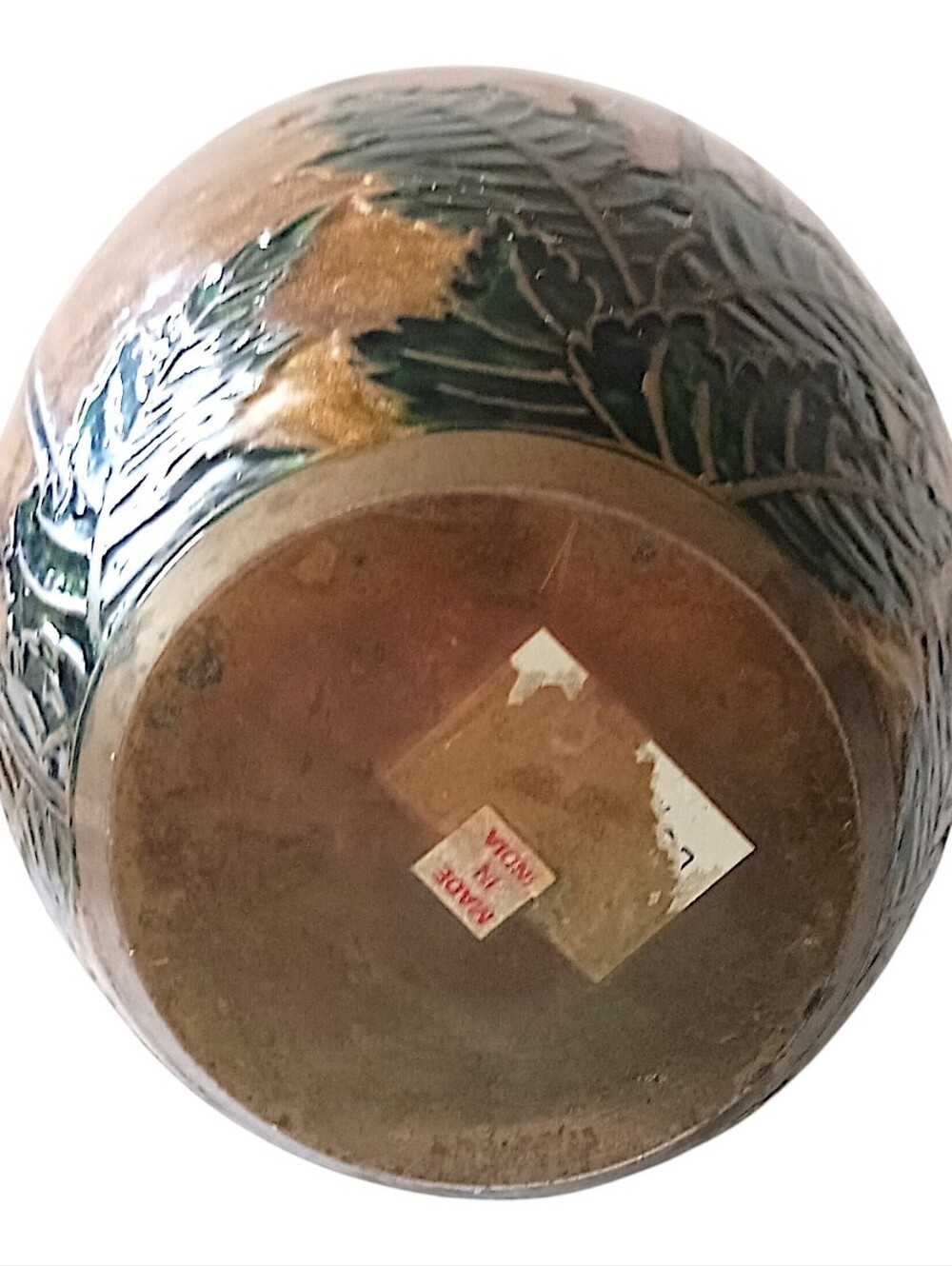 Vintage Enameled Brass Vase LARGE Cloisonne Champleve Ornate Etched Floral READ - Picture 9 of 16